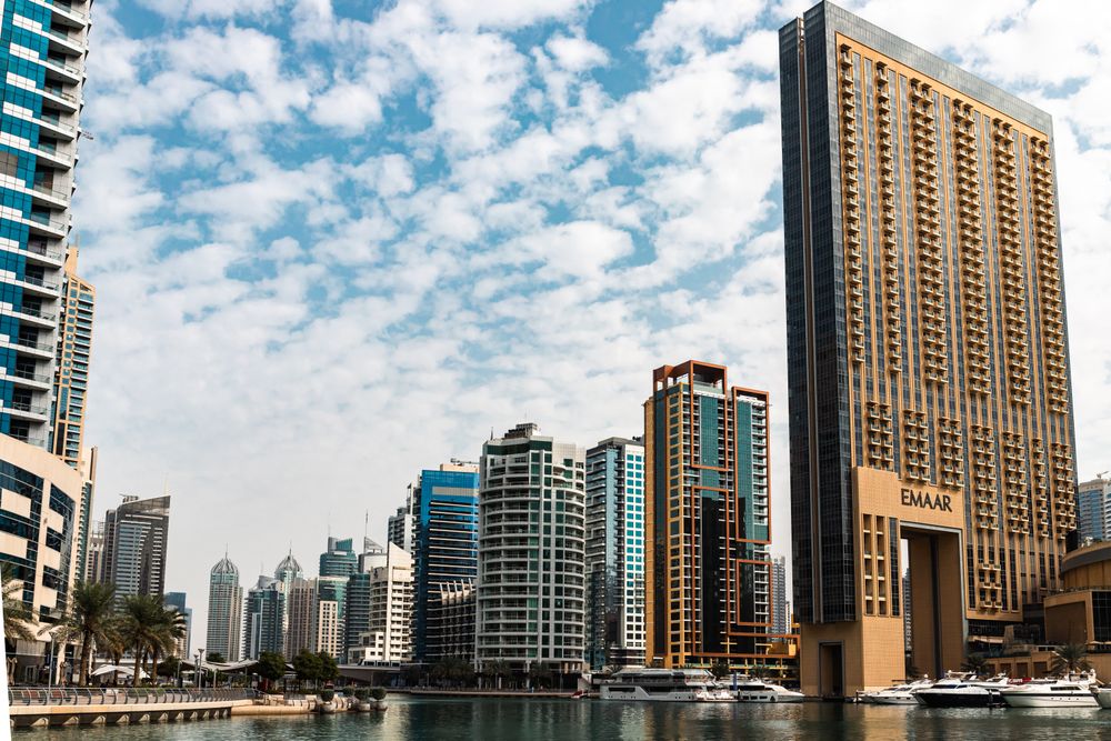 Dubai Marina skyline on a clear day, one of twelve communities MQ serves