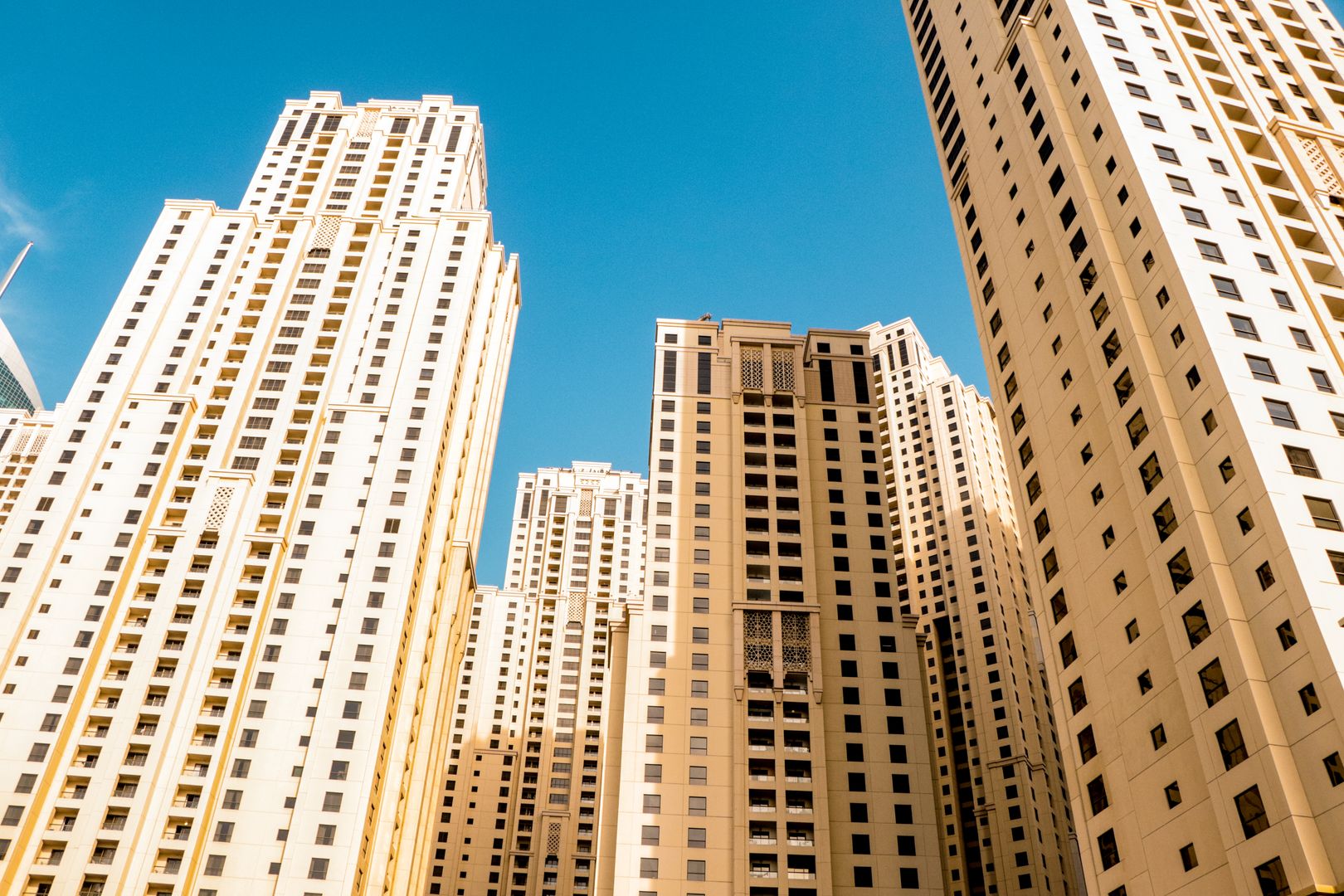 Modern residential towers in Jumeirah Village Circle
